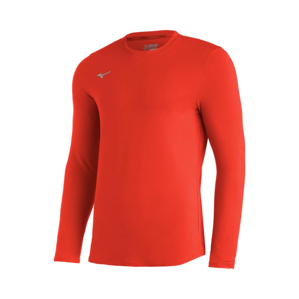 Mizuno Comp Diamond Long Sleeve Crew Férfi Futópóló Narancssárga PCL067481